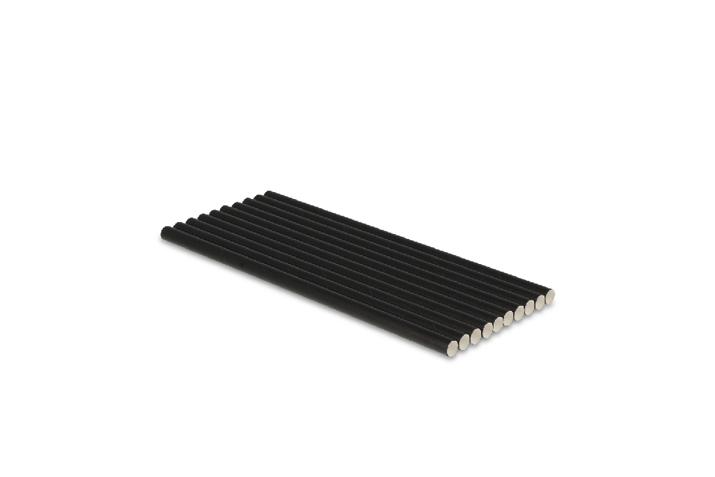 Papieren rietjes zwart 200x8mm BIO