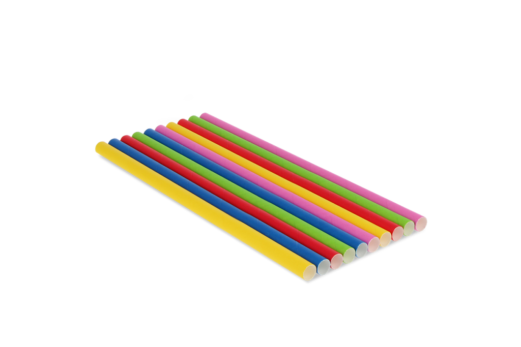 Papieren rietjes kleurenmix 240x10mm BIO