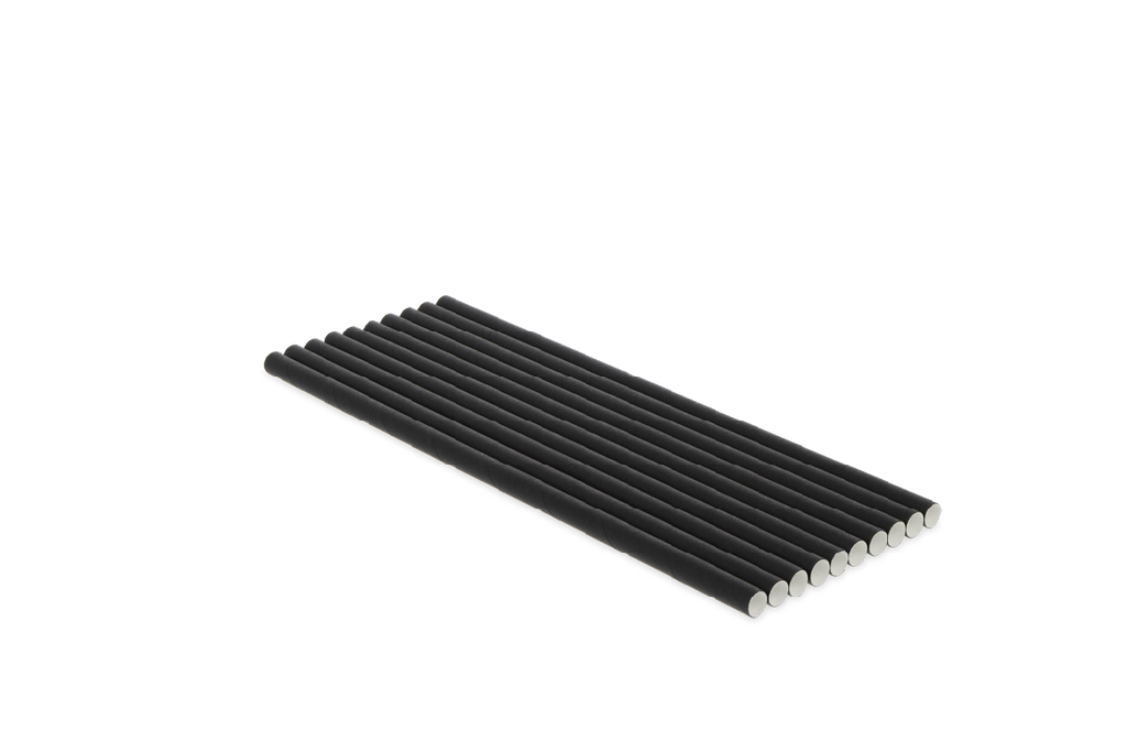 Papieren rietjes zwart 230x8mm BIO