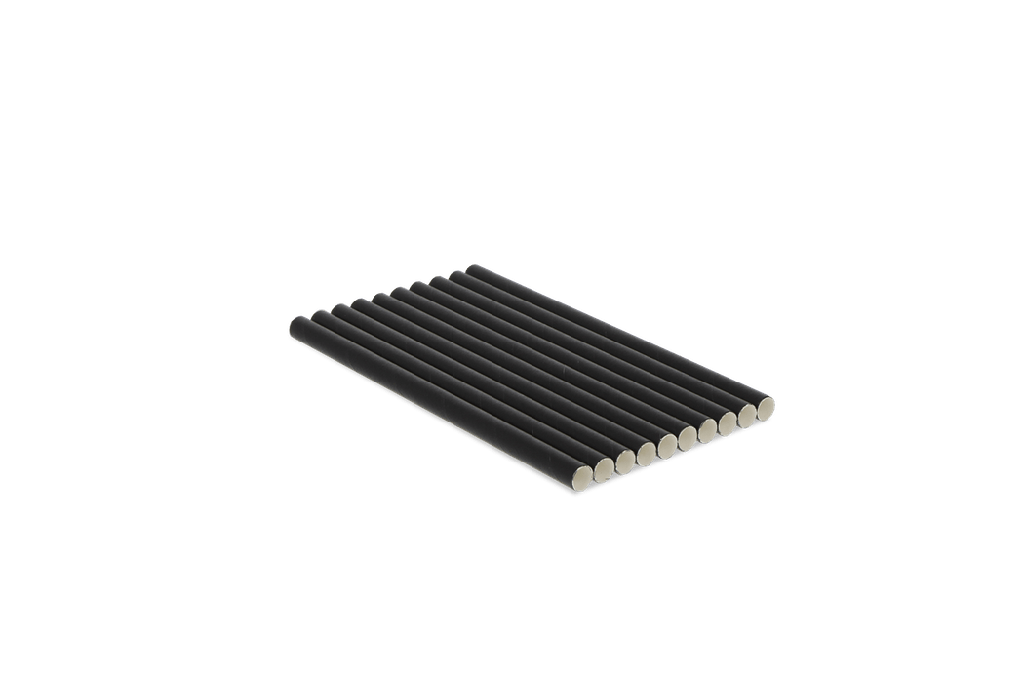 Papieren rietjes zwart 150x8mm BIO