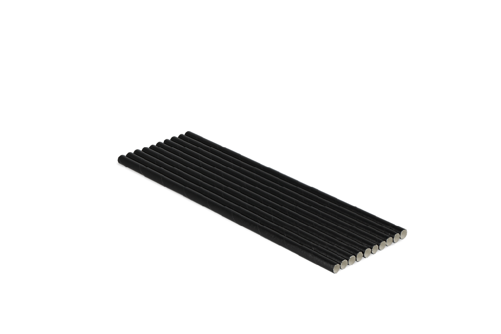 Papieren rietjes zwart 200x6mm BIO