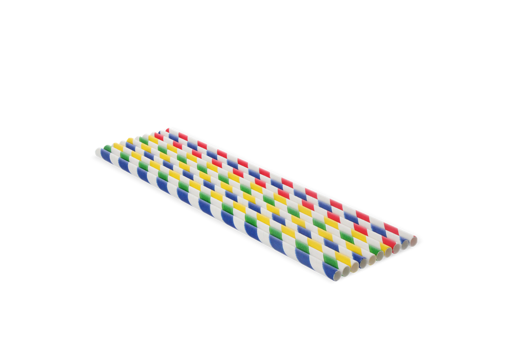 Papieren rietjes kleurenmix 230x6mm BIO 