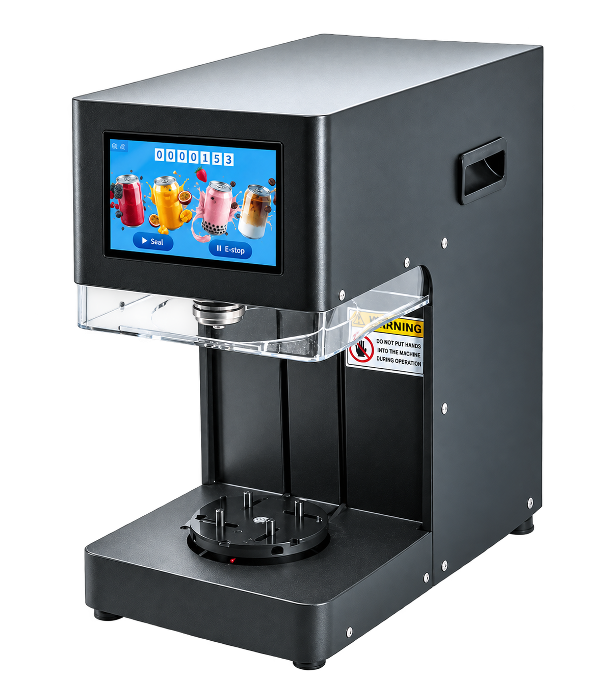 Schwarze Verschließmaschine aus dem CRYSTACAN-Sortiment